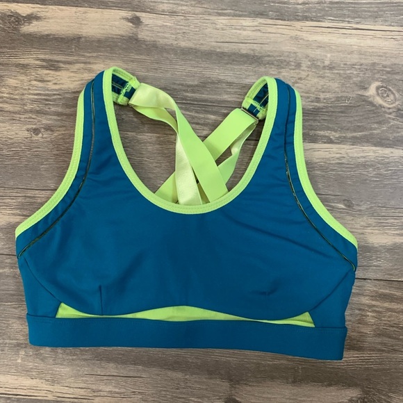 Fabletics  Teal and Lime Women's Sports Bra  high impact - Picture 4 of 8